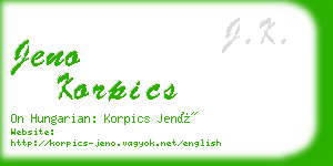 jeno korpics business card